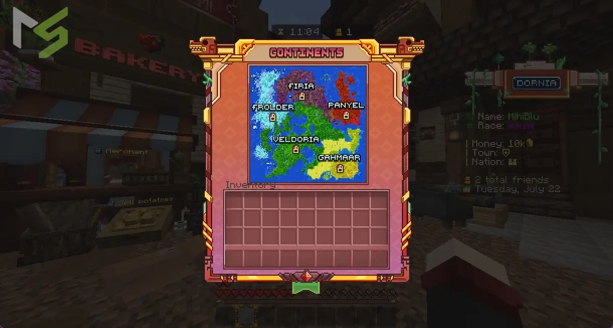 Dornia continents navigation menu
